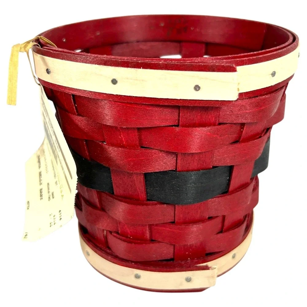 Longaberger SANTA BELLY BABY Basket 2015 with Tag Red Black White